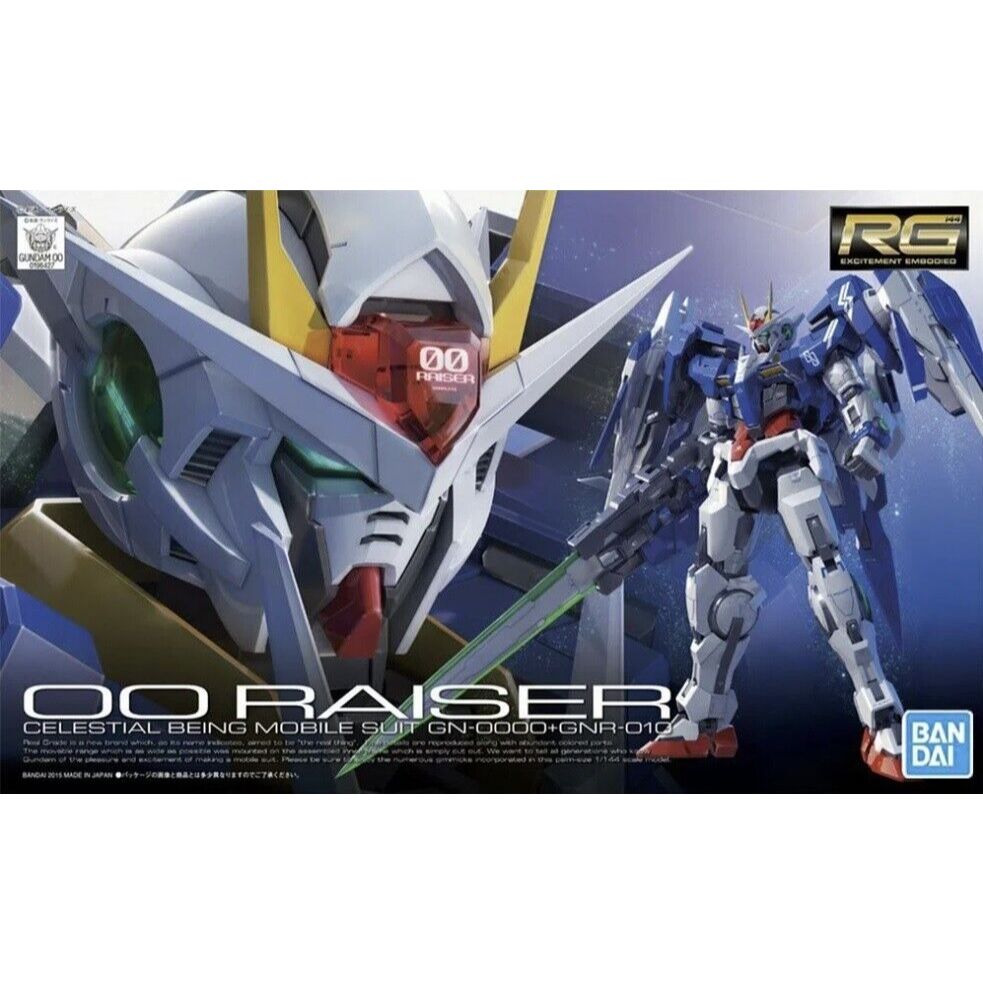 Bandai RG Gundam 00 Raiser OO GN-0000+GNR-010 Mobile Suit Model Kit ของใหม่