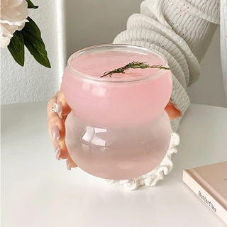 พร้อมส่งในไทย แก่้วเครื่องดื่มเย็น สวย น่ารัก เนื้อแก้วใส มินิมอลเกาหลีสวยงาม สร้างสรรค์