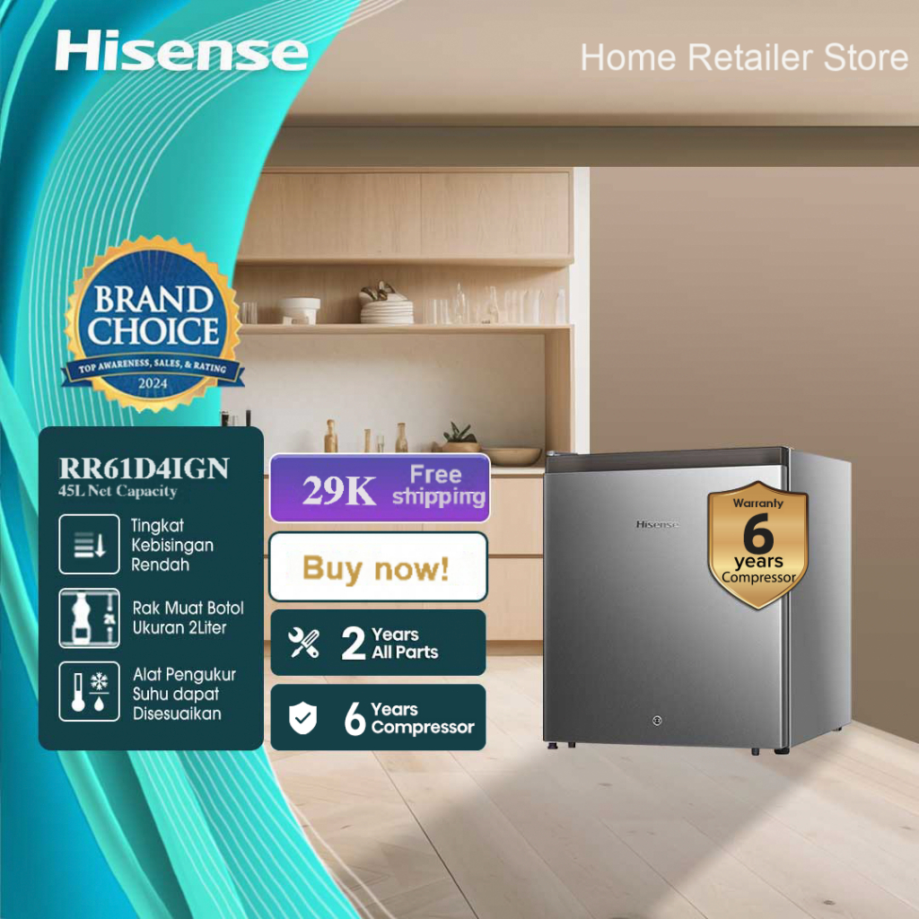 Hisense ตู้เย็น Mini bar 1 ประตู 1.6 Q/45 ลิตร รุ่น ER45B