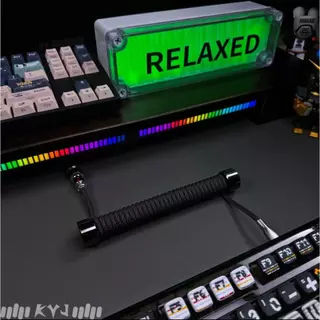 สายคีย์บอร์ด USB C to A สายถัก Single Sleeve PET Mechanical Keypad ม้วน USB ประเภท C มินิเกลียวเคเบิ้ลสี