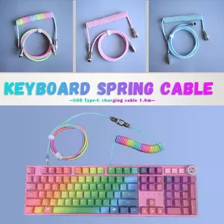 สายคีย์บอร์ด USB C to A สายถัก Single Sleeve PET Mechanical Keypad ม้วน USB ประเภท C มินิเกลียวเคเบิ้ลสี