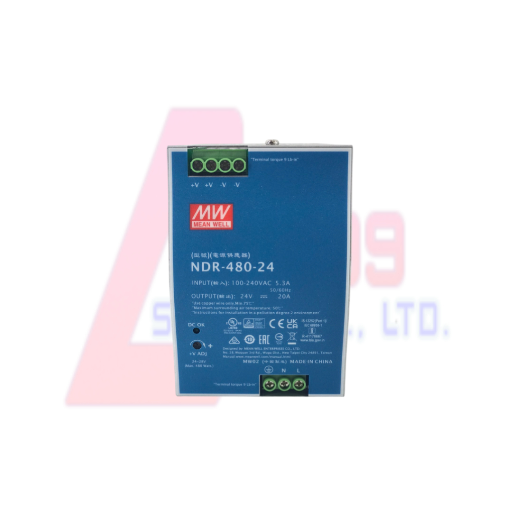 Switching Power Supply : DIN Rail PS MW NDR-480-24 24V 20A 480W