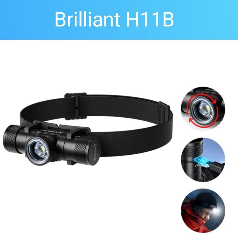 ไฟฉายคาดหัว H11B ปรับซูมได้ ชาร์จ Type C