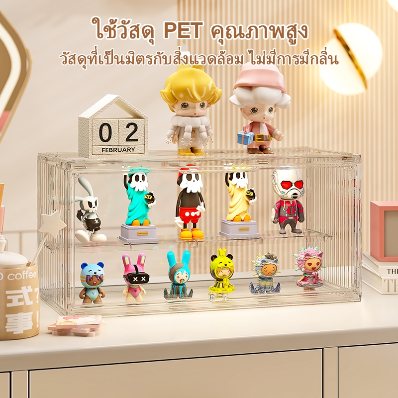 กล่องเก็บโมเดล ชั้นโชว์โมเดล ตัวล็อคแม่เหล็ก เปิดปิด ทำความสะอาดง่าย การออกแบบที่ปิด กันฝุ่นกันความชื้น labubu - รูปที่ 2