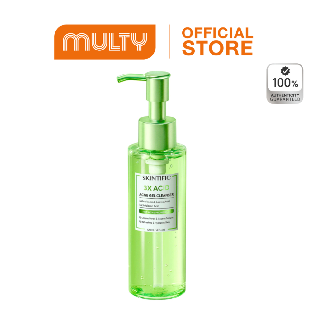 Skintific 3X Acid Acne Gel Cleanser 120 ml.คลีนเซอร์สำหรับคนเป็นสิว