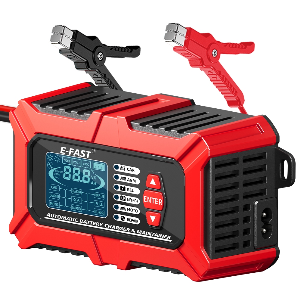 E-Fast TK800 เครื่องวัดประสิทธิภาพ และชาร์จแบตเตอรี่ 12V ใช้ได้ทั้งรถยนต์และ มอเตอร์ไซค์