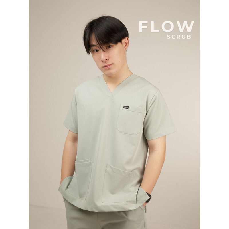 TOPS เฉพาะเสื้อ UNISEX FLOW SCRUB สี SEA SALT