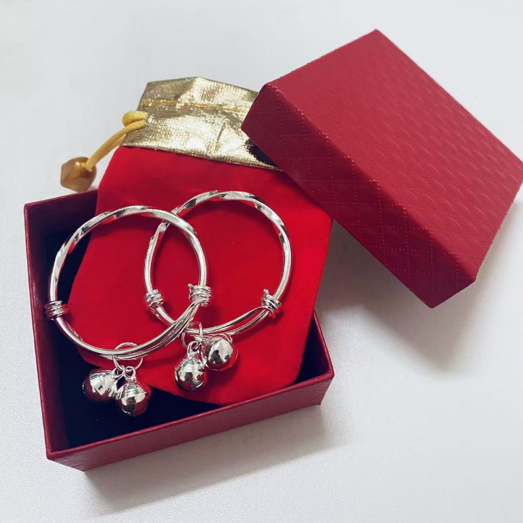 *พร้อมส่ง* (แพ็คละ1คู่) กำไลข้อเท้าเด็กสีเงิน#ลายเกลียว กำไลกระพรวนเงิน กำไลกระดิ่ง เงิน925 เกรดดี ปลอดภัยกับผิวเด็กอ่อน