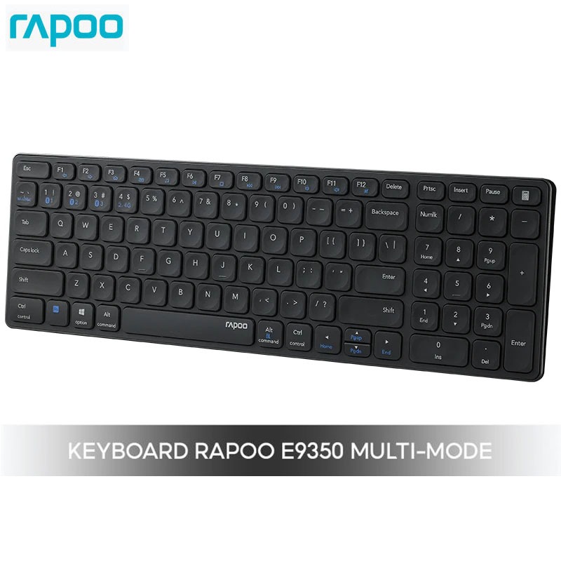 RAPOO E9350G WIRELESS KEYBOARD (คีย์บอร์ดไร้สาย) MULTI-MODE [TH/ENG] BLACK