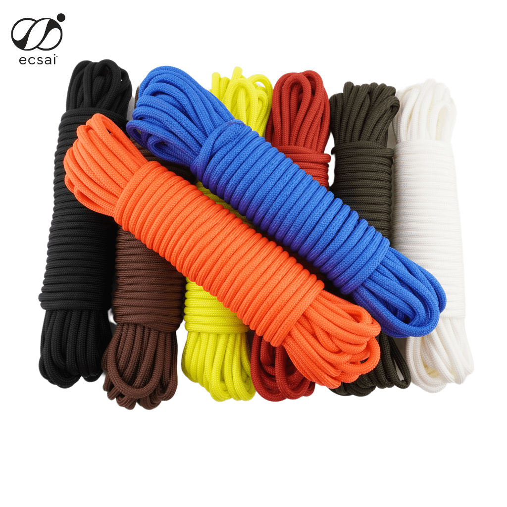 ecsai เชือกพาราคอด 550 (Paracord 550) ขนาด 4 มม. ไนลอน 100% แบ่งขาย 5 เมตร, 10 เมตร สำหรับงาน DIY แคมป์ปิ้ง
