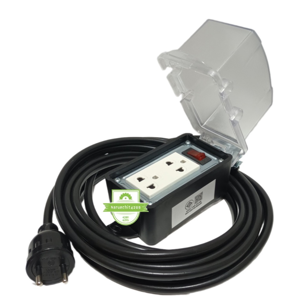 *** ทำสาย กันน้ำ*** บล็อคยาง Nano ปลั๊กสนาม มีฝาครอบ กันน้ำ รับไฟสูงสุด 4000 วัตต์ สายไฟพ่วง VCT - รูปที่ 5