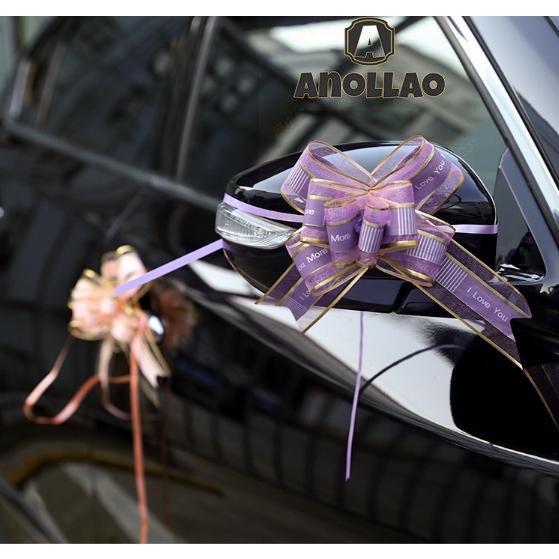 ริบบิ้นโบว์ ริบบิ้นผ้าไหม แบบดึง ลายดอกไม้ สําหรับตกแต่งงานแต่งงาน งานวันเกิด วันวาเลนไทน์ ✨Anollao