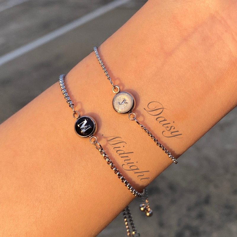 กำไลสแตนเลส ใส่อาบน้ำได้ จี้รูปวงกลมสามารถใส่ตัวอักษรได้🌷✨