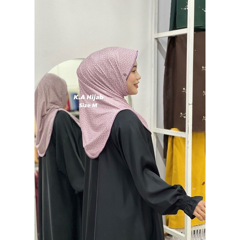 ฮิญาบสวมสำเร็จ ผ้าร่องพิมพ์ลาย ทรงหมุน ขนาดไซส์ M - รูปที่ 6