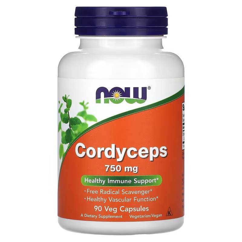 ถั่งเช่า NOW Foods, Cordyceps, 750mg, 90 Veg Capsules