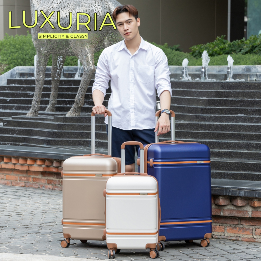 SWISHNAVY กระเป๋าเดินทางล้อลาก ขนาด 20 24 28 นิ้ว รุ่น The Luxuria S01 วัสดุ PC คาดด้วยสายหนัง สวยเรียบหรู รุ่นพรีเมี่ยม