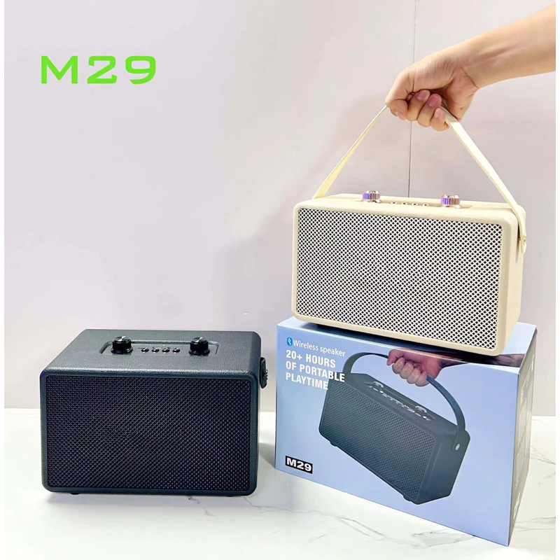 ลำโพงบลูทูธ ไร้สาย M29 ปรับเสียงเบส-แหลมได้ ขนาดพกพา เบสแน่น มีที่หิ้ว ดีไซน์สวย บลูทูธ เสียงดี กำลังขับ25W