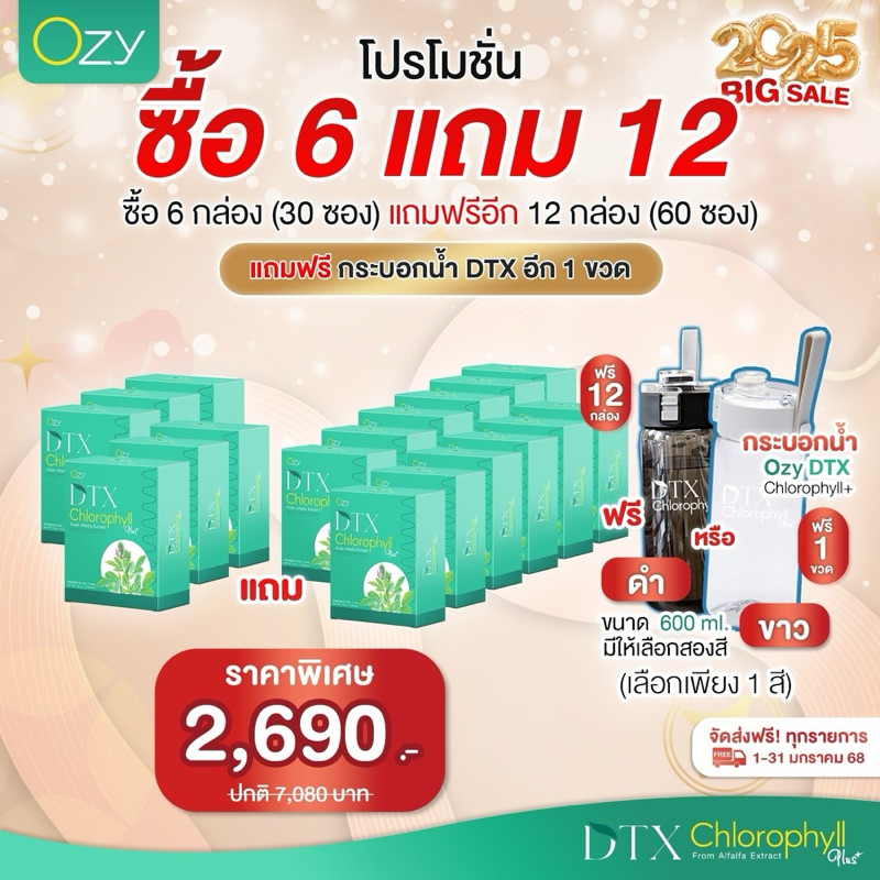 [ โปรโมชั่น ] DTX Ozy คลอโรฟิลล์ ดีทีเอ็กซ์ โอซี หนิงปณิตา 1 กล่อง 5ซอง