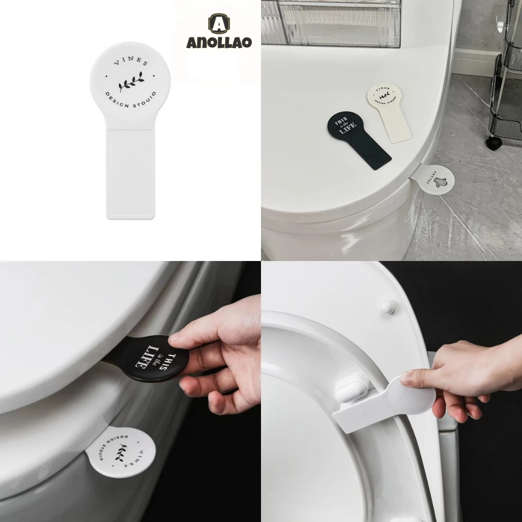 ที่ยกฝาชักโครก ที่ติดฝาชักโครก ที่จับฝารองนั่งชักโครก🚽แปะเพื่อเปิดฝา ทำจากพลาสติกซิลิโคนแข็งแรง ✨Anollao