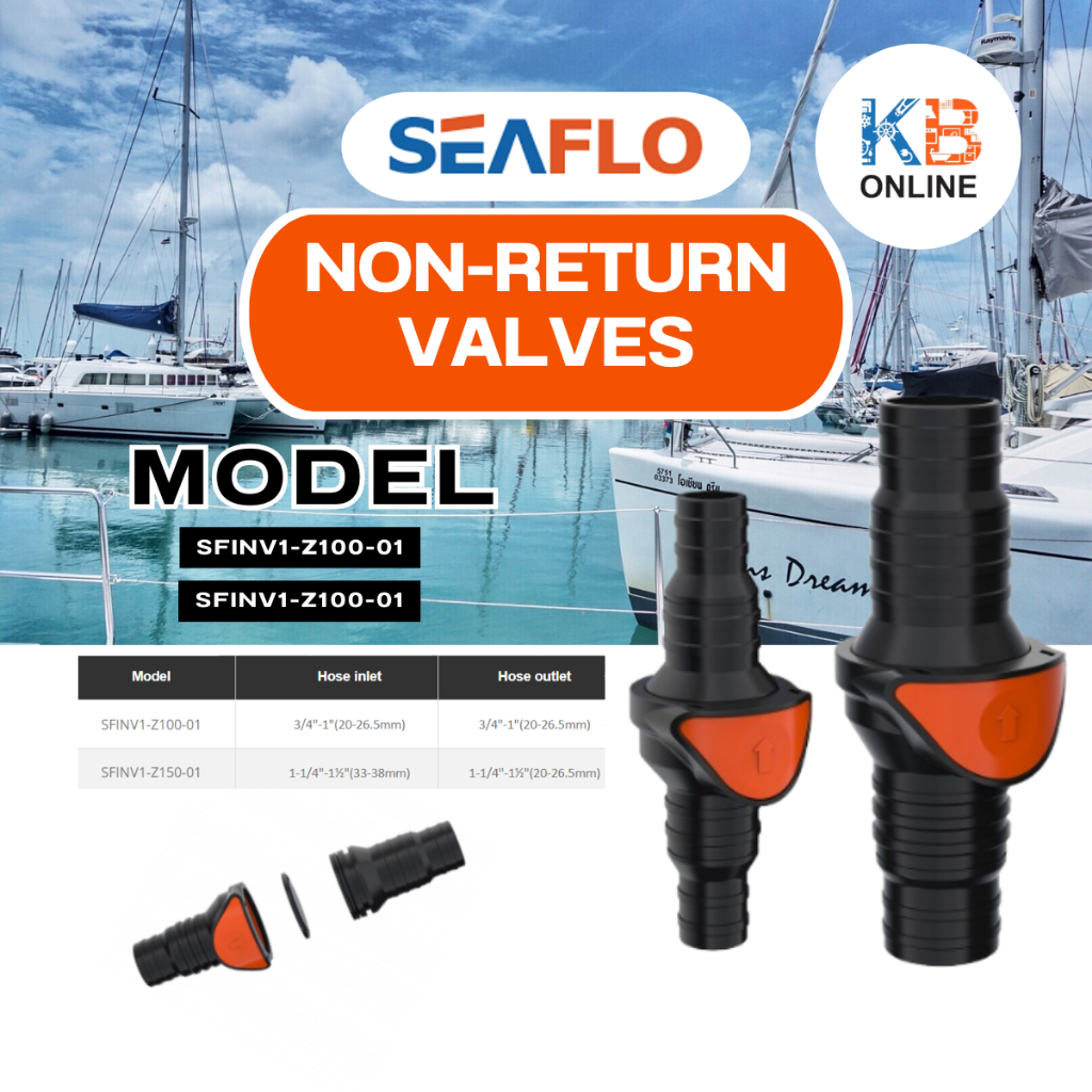 SEAFLO เช็ควาล์วอินไลน์ ขนาด 3/4"-1"  ,  1.1/4"-1.1/2" IN-LINE Non Return