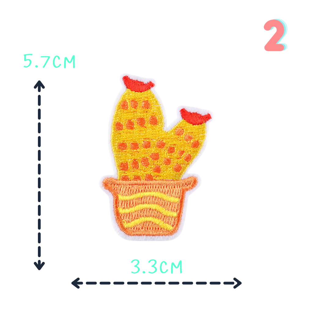 😄ตัวรีดติดเสื้อชุดที่ C21😄 ลายกระบองเพชร cactus และใบไม้เอามาทำเป็นตัวประกอบงาน ด้านหลังมีกาวสามารถรีดติดผ้าได้เลยค่ะ - รูปที่ 2