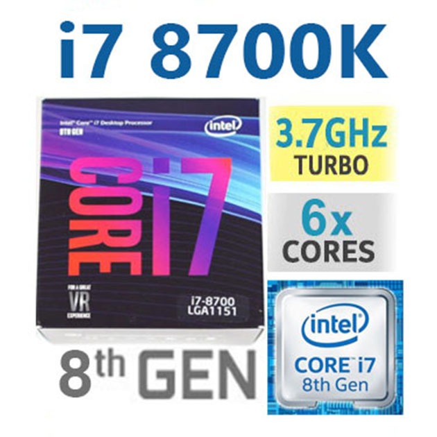 CPU INTEL CORE i7 8700K (Socket 1151V2) มือสอง พร้อมส่ง แพ็คดีมาก!!! [[[แถมซิลิโคนหลอด พร้อมไม้ทา]]]