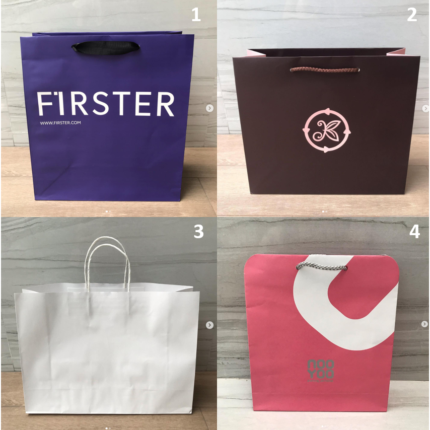 ถุง ถุงกระดาษ แบรนด์ FIRSTER , K KKC , ถุงสีขาว , NOO YOO ของแท้ ถุงใส่ของขวัญ สภาพใหม่ ใส่ของ กระเป