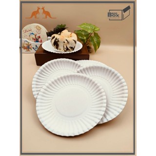 จานกระดาษสีขาวขนาด 6 นิ้ว (กระดาษเนื้ออาร์ตการ์ด) 50ใบ/แพ็ค …