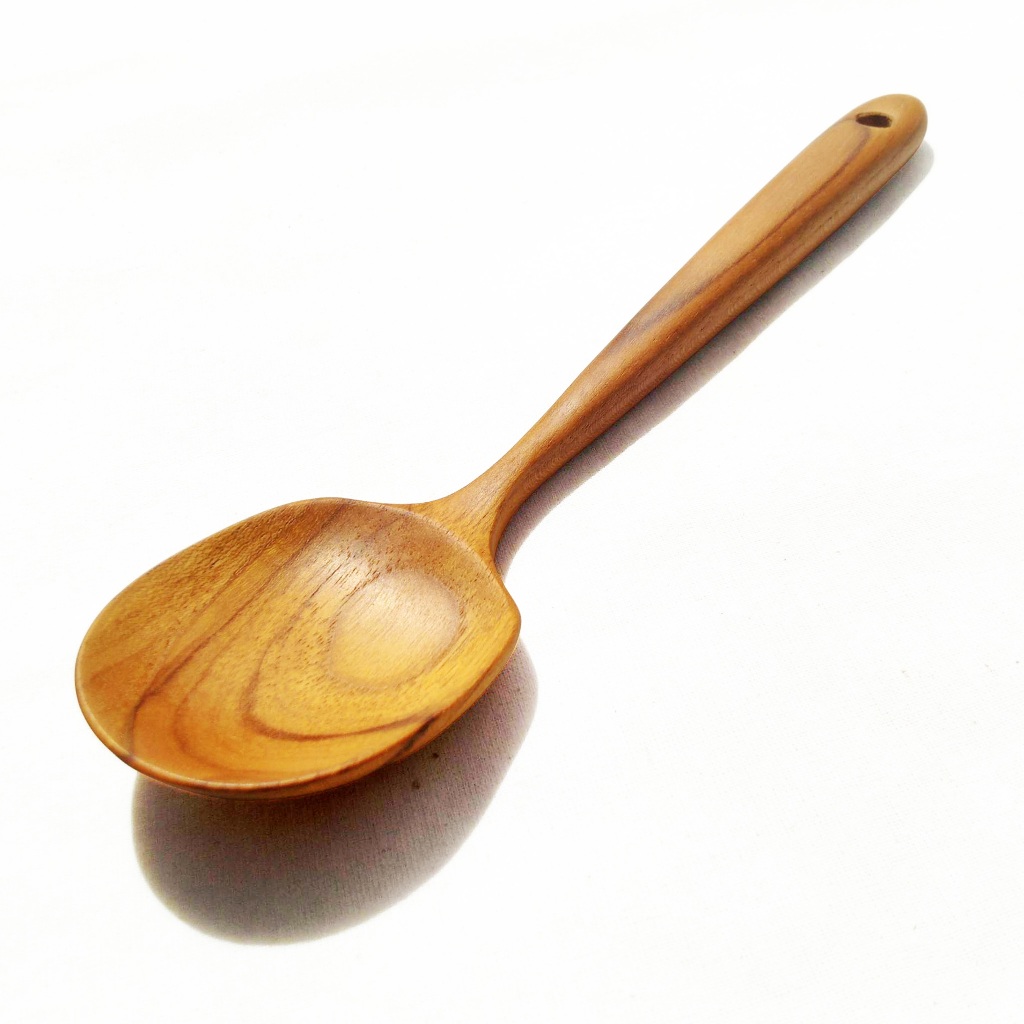 ช้อนเสิร์ฟ ไม้สัก ช้อนกลาง Large Teak Wooden Pasta Rice Soup Spaghetti Stew Serving Spoon