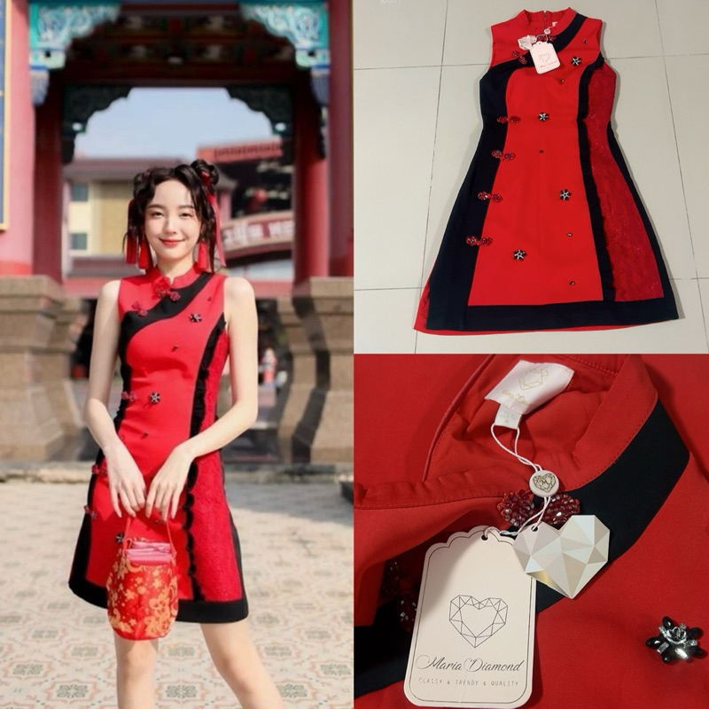มือ1 เดรสตรุษจีน งานป้าย Marai Diamond Sz.M