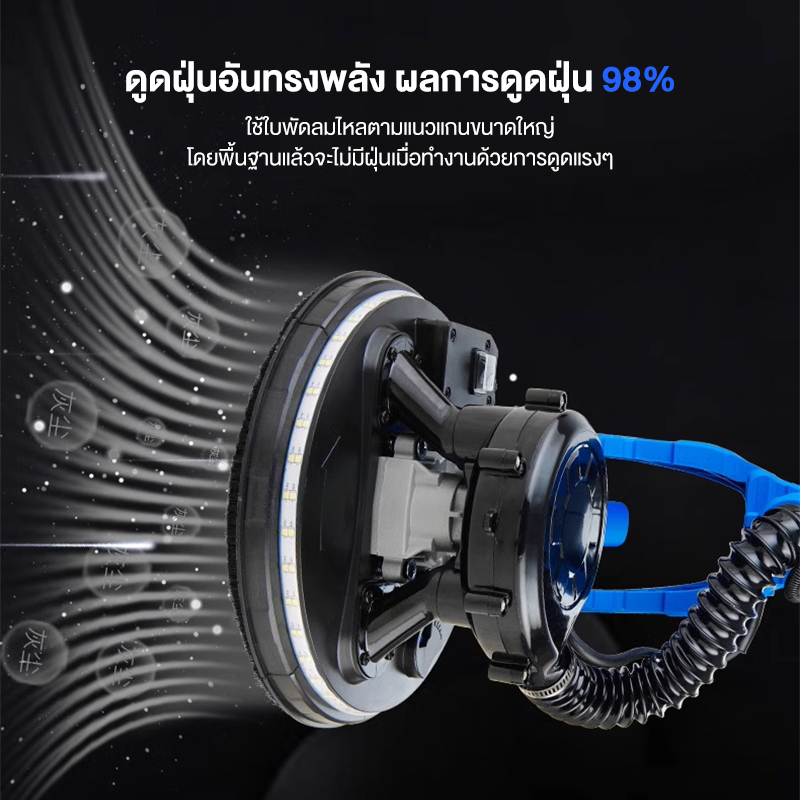 เครื่องขัดฝ้า 1380W เครื่องขัดผนังสกิมโค้ท มีไฟ LED พร้อมที่เก็บฝุ่น สวิทซ์ปรับระดับได้ 6 ระดับ คุ้ม - รูปที่ 5