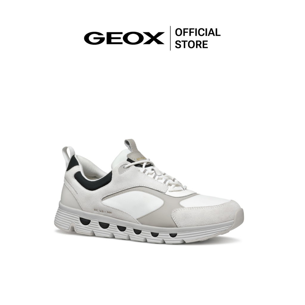 GEOX รองเท้าผ้าใบผู้ชาย รุ่น U SPHERICA ECUB-4 - WHITE/LT GREY SS25 (U46HRAC1236M_S5WTGY)
