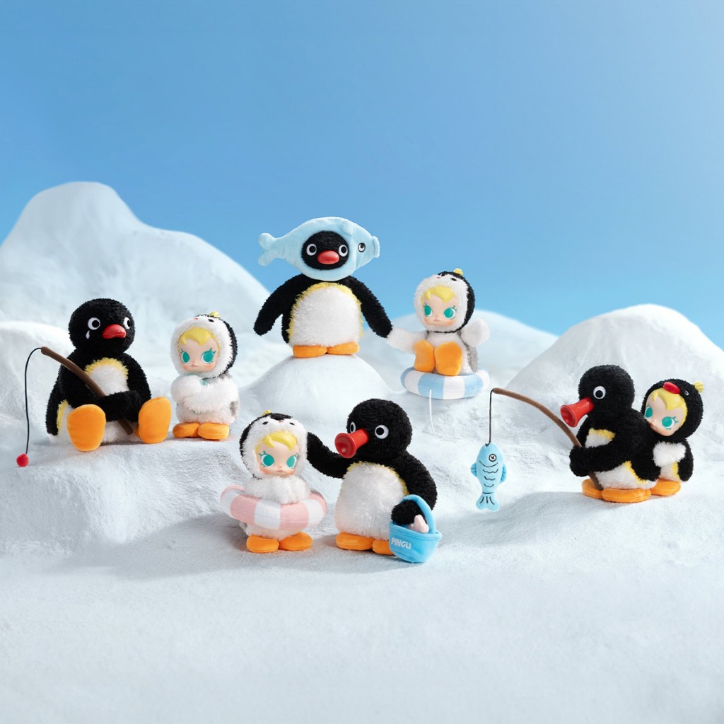 [ยกกล่อง] Baby Molly × Pingu Happy Fishing Plush พวงกุญแจ พร้อมส่ง