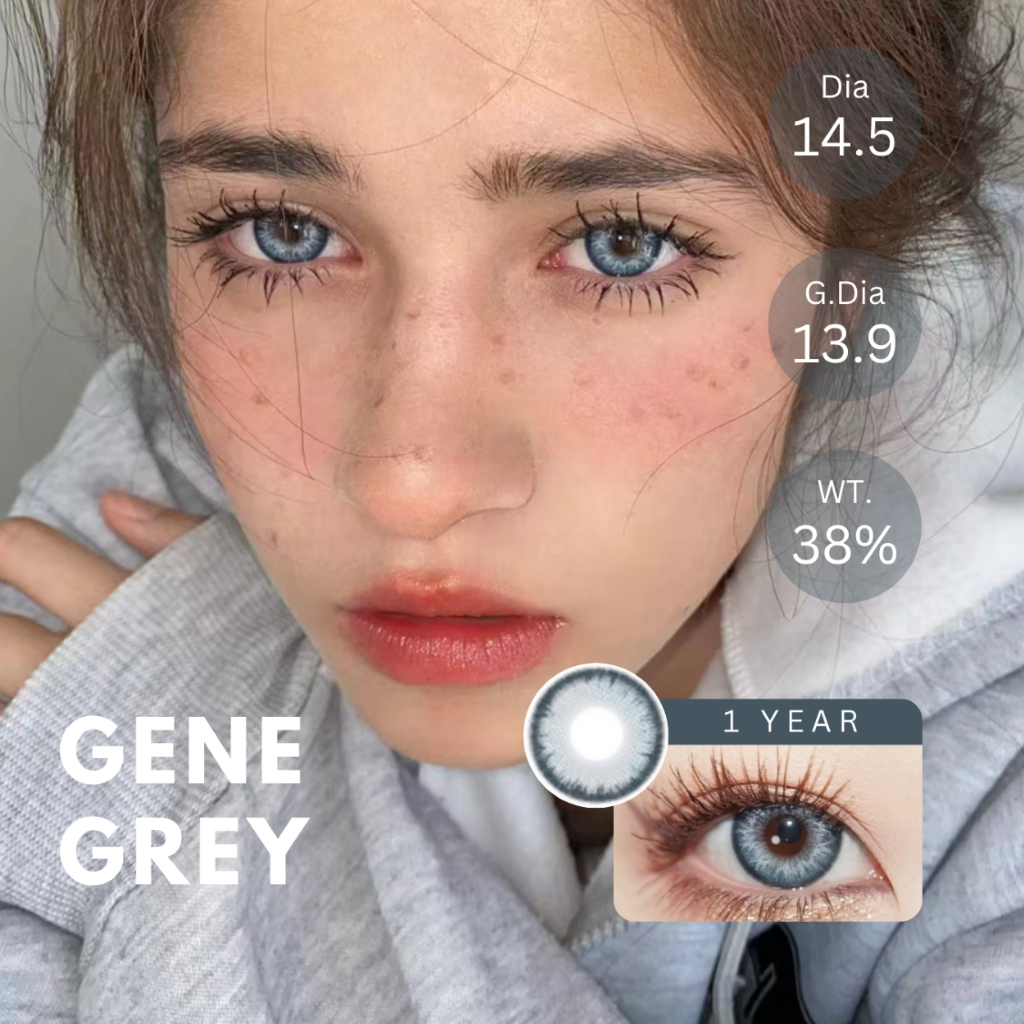 (ทักสอบถามสต็อกก่อนกดสั่ง) คอนแทคเลนส์ (รายปี) รุ่น Gene สี Grey | Dia 14.5 | 📦ค่าสายตา 0.00 จัดส่งภ