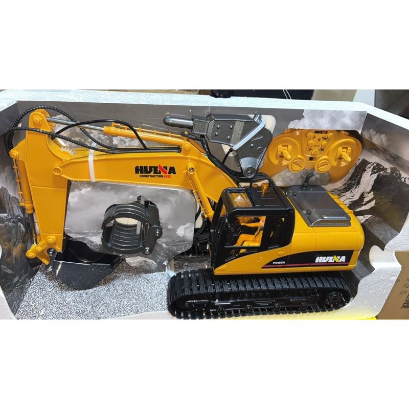 รถแม็คโครบังคับวิทยุHUINA1535-1 (3หัว)15CH 2.4GHzบุ้งกี๋หัวคีบเจาะเป็นเหล็กแบตเตอร์รีชาร์จมีเสียงมีไ