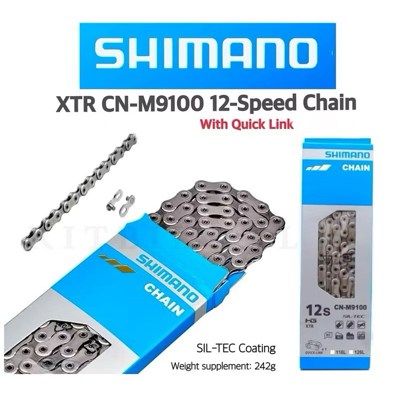 (ของแท้บริษัท) โซ่จักรยาน SHIMANO DURAACE / XTR 12speed HG MTB Chain CN-M9100 116&126link พร้อมข้อต่อปลดเร็ว