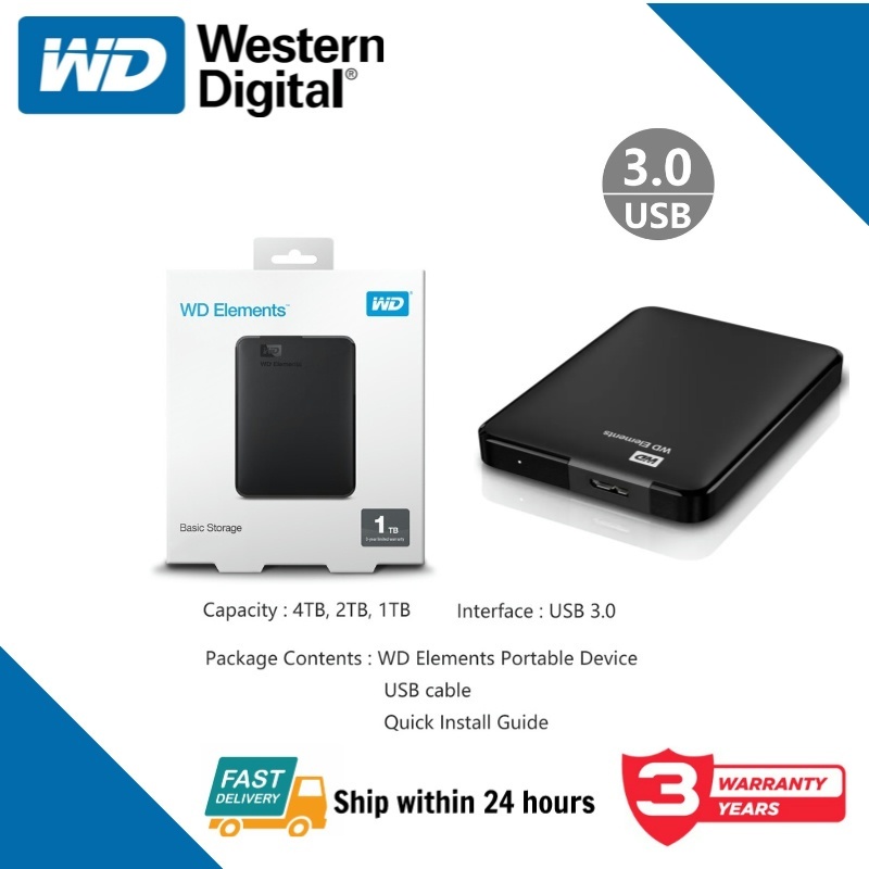 WD External Harddisk 2TB ฮาร์ดดิสก์แบบพกพา USB 3.0 2.5" Hard Drive Portable ฮาร์ดดิสก์ Harddisk Exte