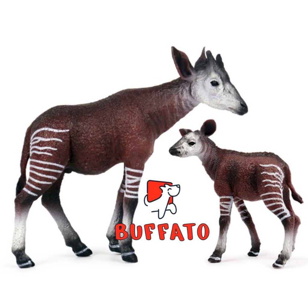Buffato โมเดลสัตว์ Okapi โอกาพี แม่ลูก ชุด 2 ตัว (จากหาดใหญ่)