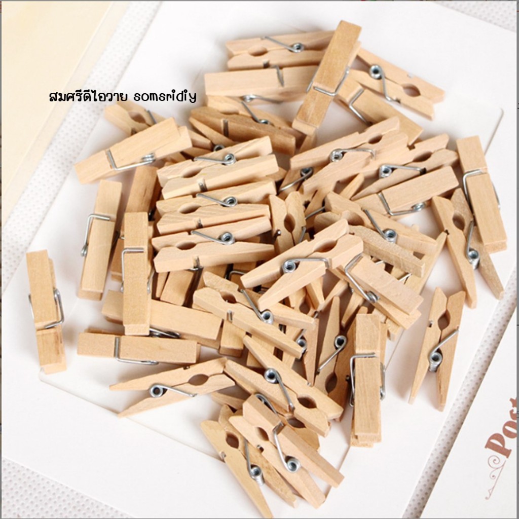 02-ไม้หนีบผ้าหลายขนาด พร้อมส่ง ราคาถูก คลิปหนีบไม้ ตัวหนีบไม้ หนีบรูปภาพ ทำสื่อการสอน diy เชือกป่าน