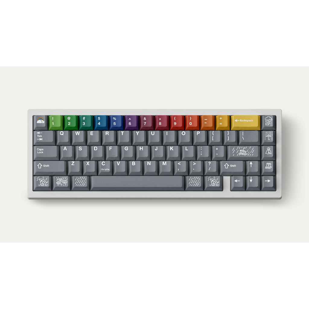 คีย์แคป FBB PBT dye sublimation Rain Grey White 185 keys Cherry Profile สำหรับ Mechanical Keyboard Keycap Keyset