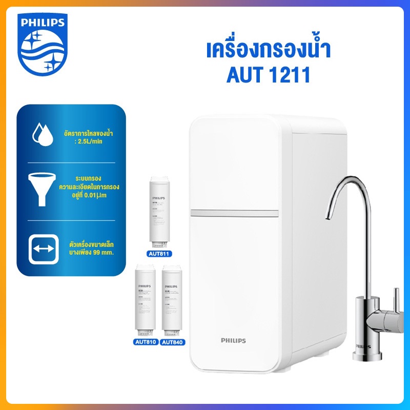 Philips Water Purifier AUT1211 เครื่องกรองน้ําดื่ม uf เครื่องกรองน้ำ กรองได้ 99%