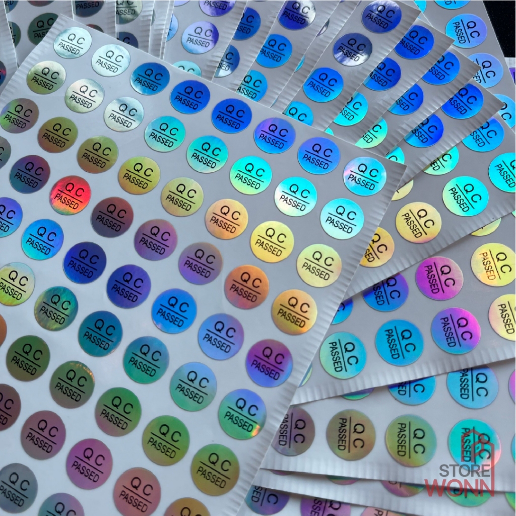 สติ๊กเกอร์ QC PASSED สีเงินโฮโลแกรม กันน้ำ ขนาด dia. 1 cm 480/960 ดวง ราคา ถูกที่สุด ดีลบีเคเค แกลเลอรีภาพที่ 6