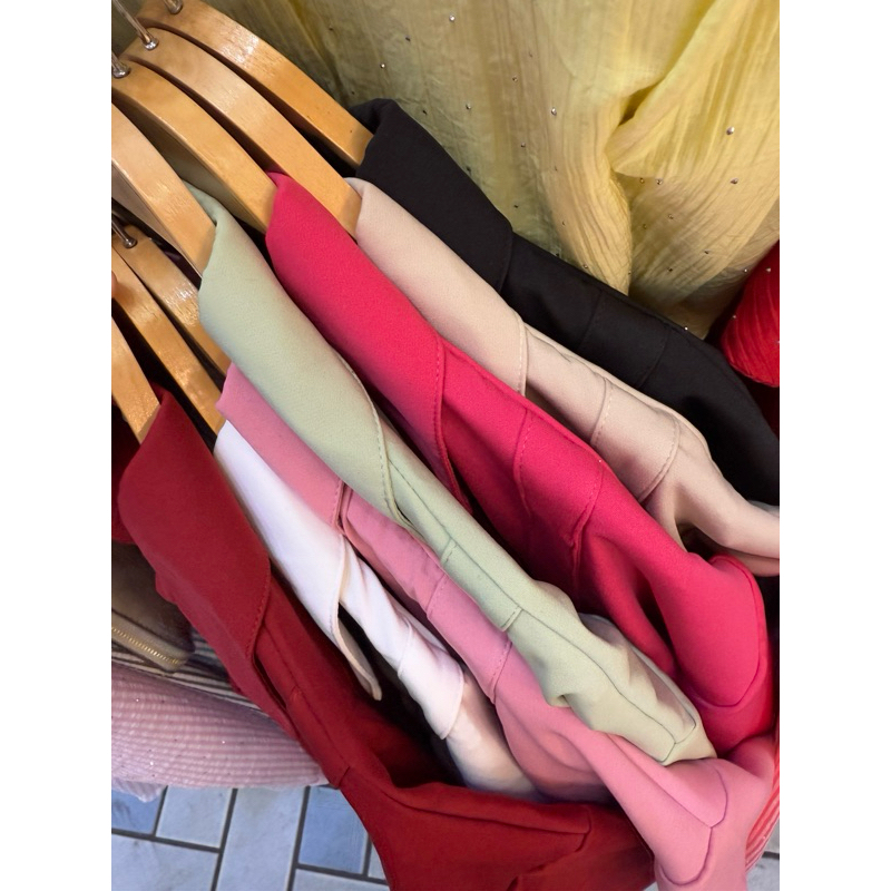 (อก 50“) เสื้อเชิ้ตแขนยาว (สีพื้น) โบว์คู่หน้า (ผ้า Crepe รูปที่ 5
