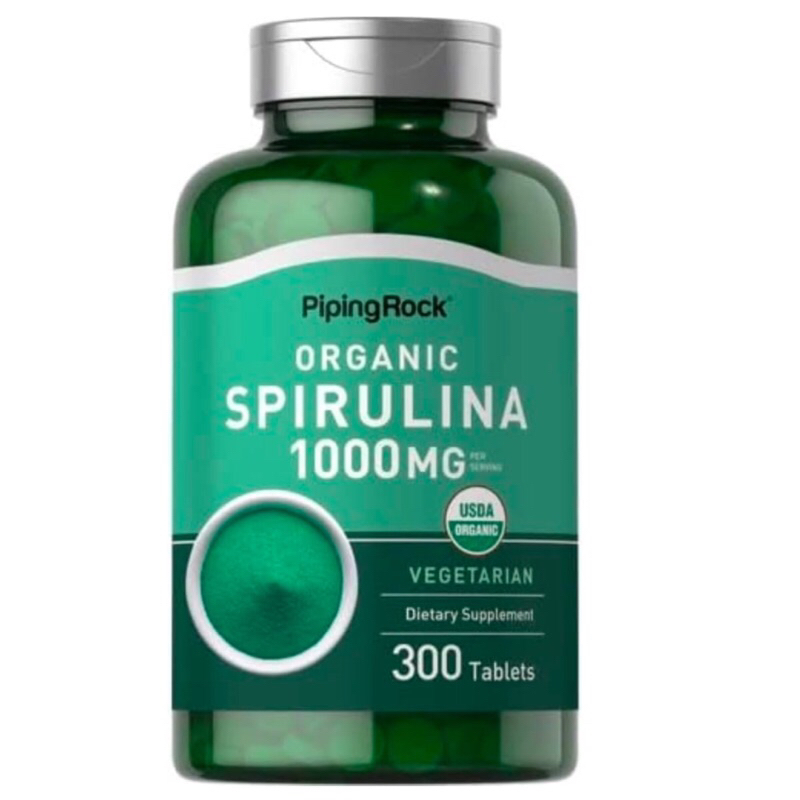( PIPINGROCK ) ORGANIC SPIRULINA 1000 MG - สาหร่ายเกลียวทองออร์แกนิค( สนับสนุนภูมิคุ้มกัน )( 300 เม็ด ) นำเข้าจากอเมริกา