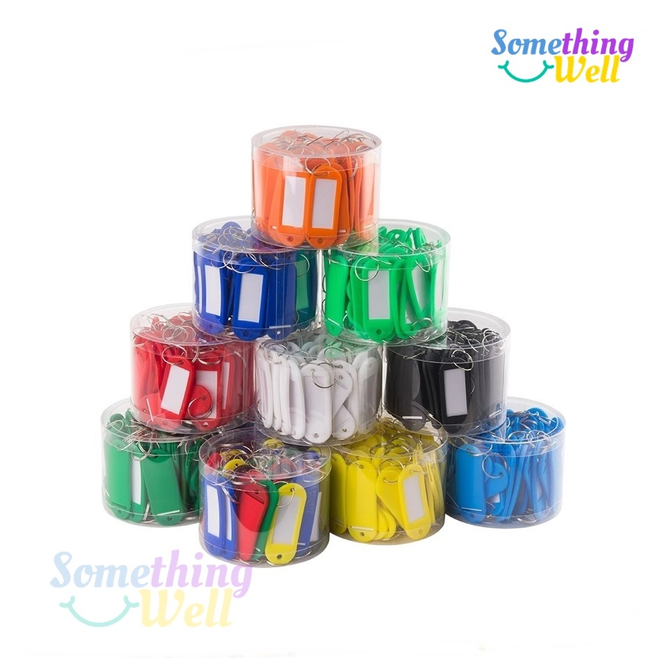 พวงกุญแจป้ายชื่อพลาสติก (แพ็ค 50 ชิ้น) แท็กป้ายชื่อสีสันสดใส(ไม่มีกล่อง) Key Tag