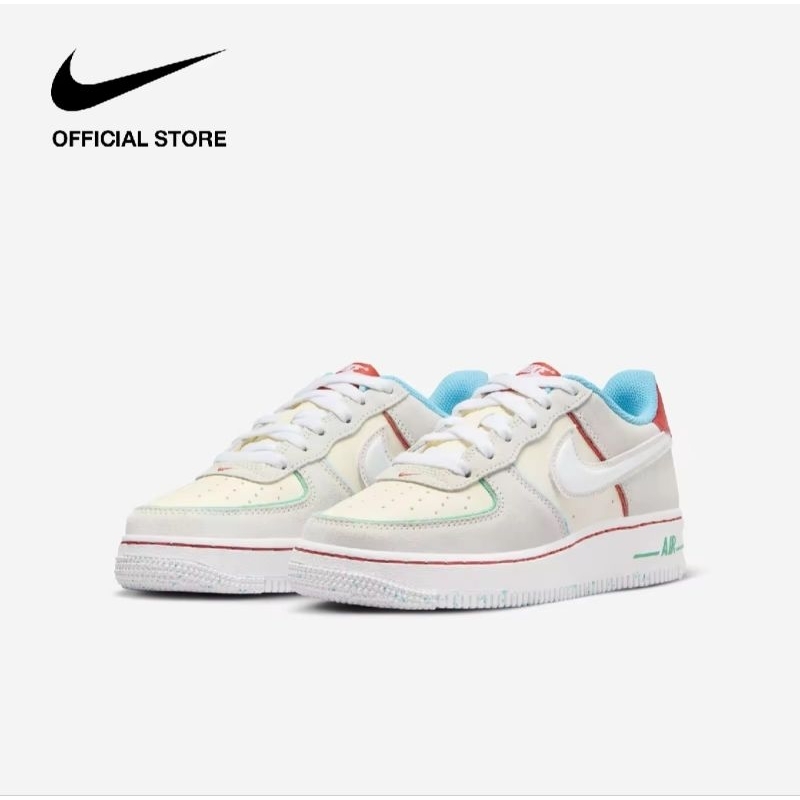 Nike Kid's Air Force1 Lv8 2 Shoes - Pale Ivory สภาพมือ1 พร้อมกล่อง แท้💯
