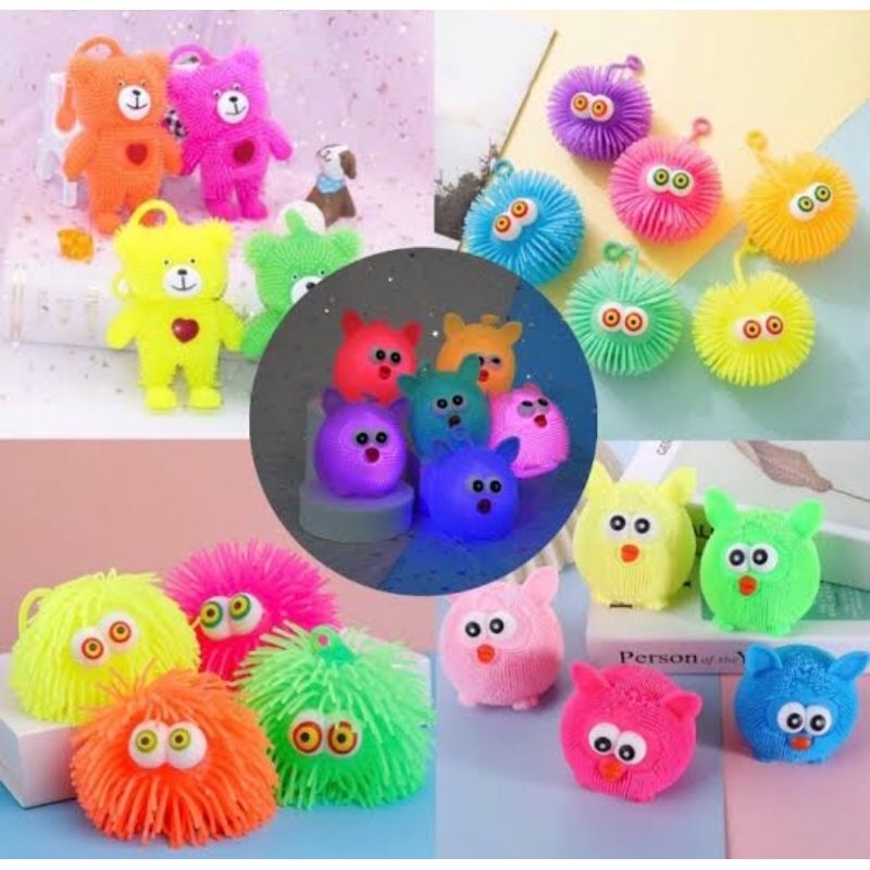 พร้อมส่ง 👉 บอลเด้ง / ตุ๊กตานุ่มนิ่ม มีแสงมีไฟ สีสันสดใส **สินค้าคละสี**