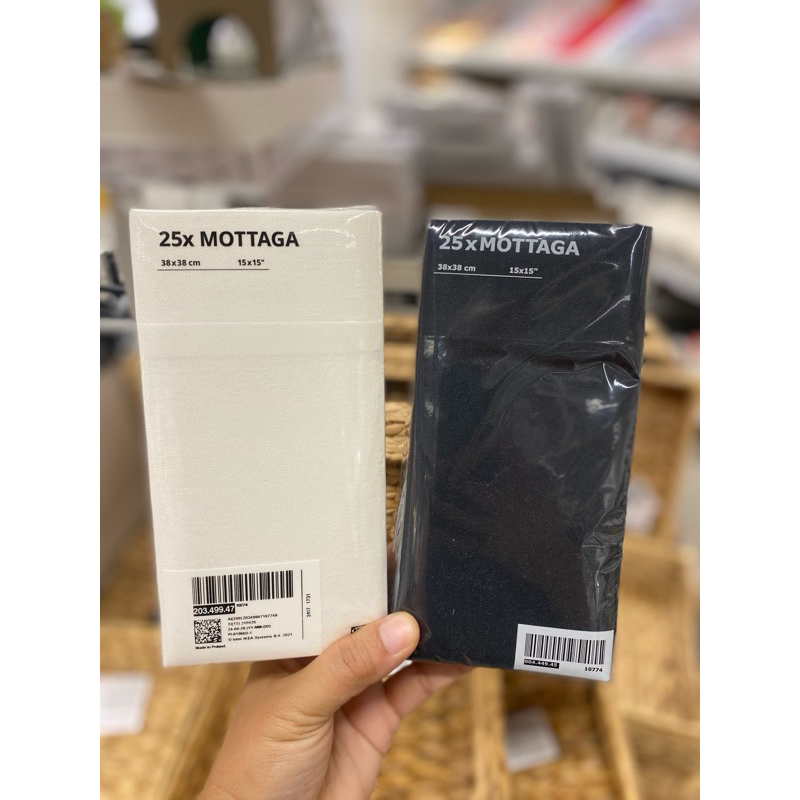 MOTTAGA กระดาษเช็ดปาก, ครีม ดำ, 38x38 ซม. จำนวน 25 แผ่น/ห่อ By IKEA