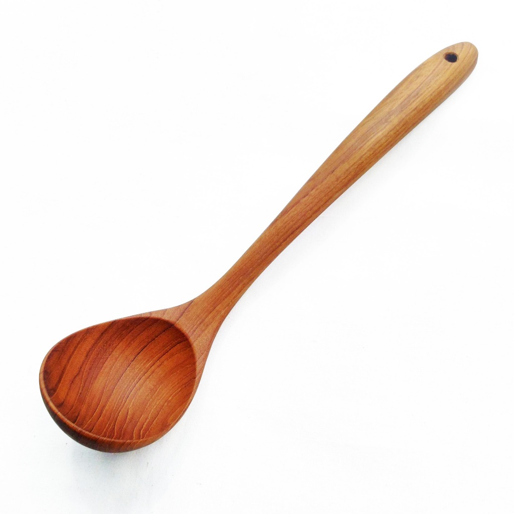 กูปรี กระบวยไม้สักใหญ่ KOUPREY Natural Brown Teak Wood Soup Serving Ladle Scoop Safe Non Toxic Kitchen Utensils