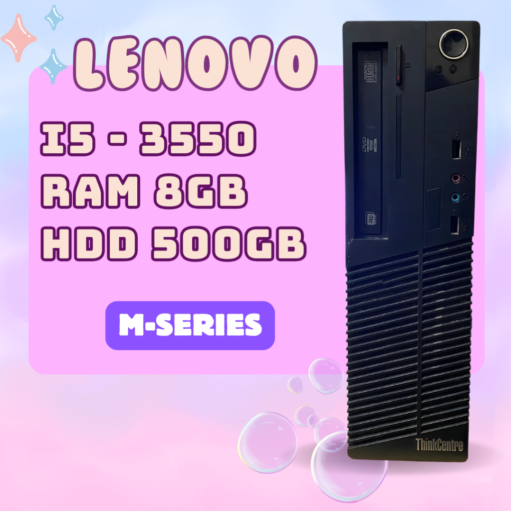 LENOVO I5-3550 | RAM 8GB | HDD 500GB พีซีมือสองลงโปรมแกรมให้พร้อมใช้งาน แถมฟรีสาย AC 1 เส้น